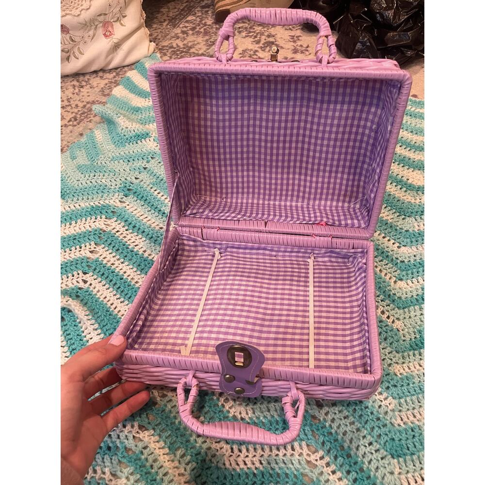 purple woven picnic basket